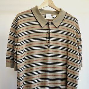 Burberry Stripe merino wool knit polo shirt